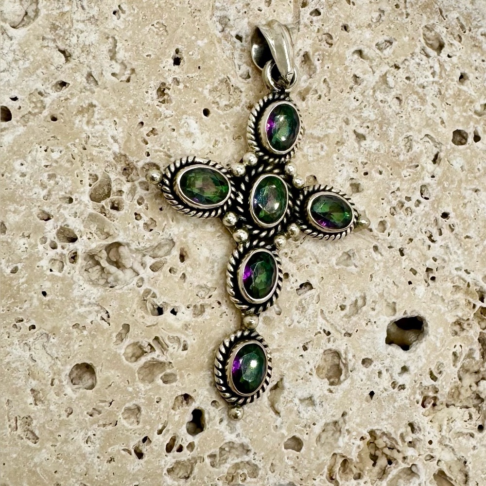 Mystic Topaz Cross Pendant - Picture 3 of 7